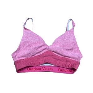 Outdoor Voices Pink Tri Tone Slashback Crop Top Sports Bra Women's Size Small‎